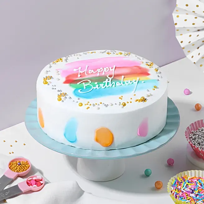 Rainbow Delight Eggless Pineapple Birthday Cake